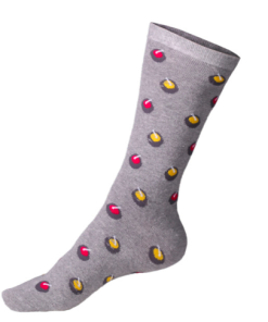 Designer Curling Socks - Grey with Curling Rocks