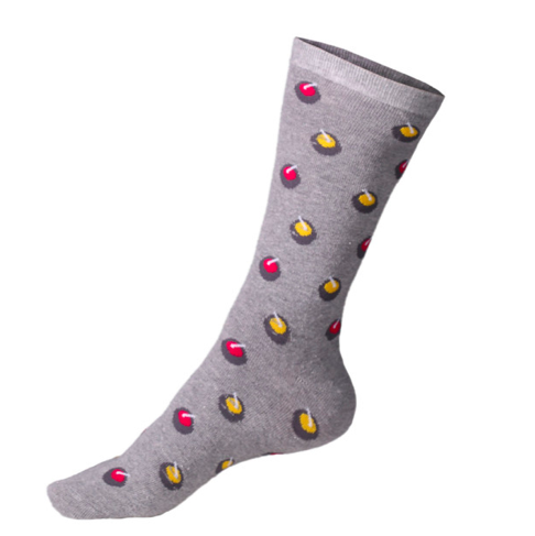 Designer Curling Socks - Grey with Curling Rocks